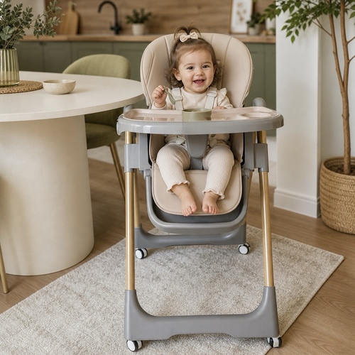 DC01 Baby HighChair - Kidilo baby highchair, a versatile essential for your little one's mealtime adventures. Designed with both functionality and safety in mind, this high chair ensures a comfortable and secure dining experience for your baby. Certified to meet European standards, you can trust in the quality and safety of this high chair.