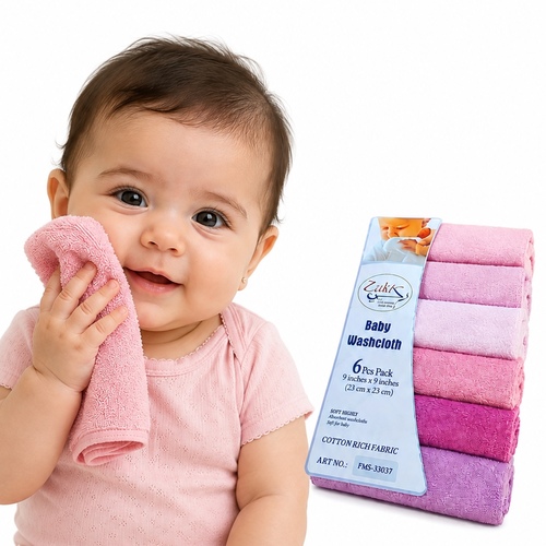 FM6-33037/FD 6-piece pack of pink baby washcloths