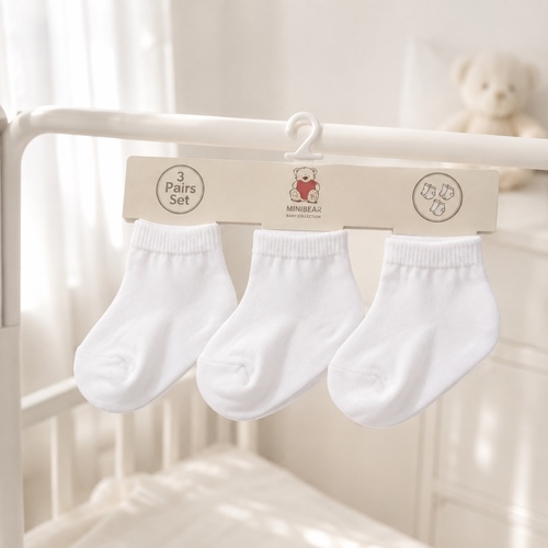 BS822-White Cotton Infant ankle Socks