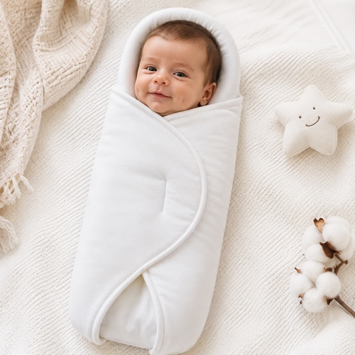 White Cotton Adjustable Baby Swaddle Wrap-Fd10