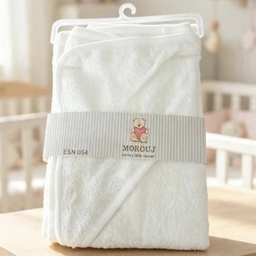 FD12-Cotton White Hoodie Towel