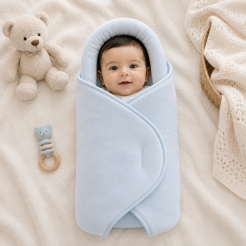 Blue Cotton Adjustable Baby Swaddle Wrap-FD10