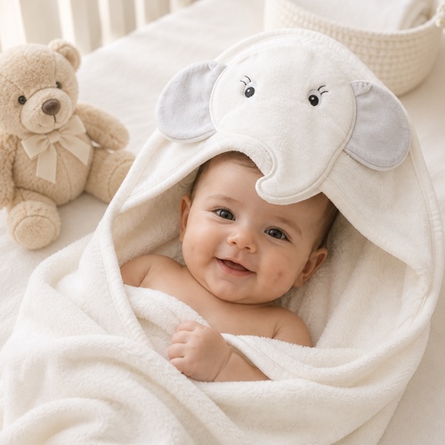 White Baby Hoodie Towel BB10