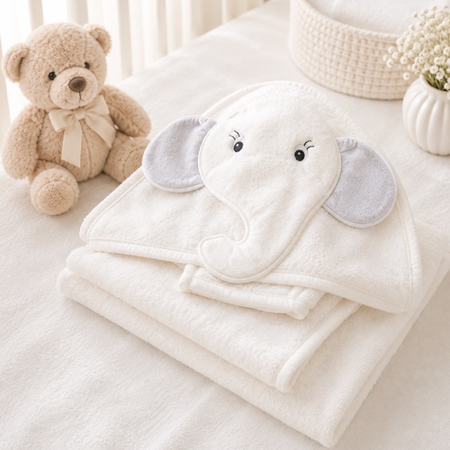 White Baby Hoodie Towel BB10