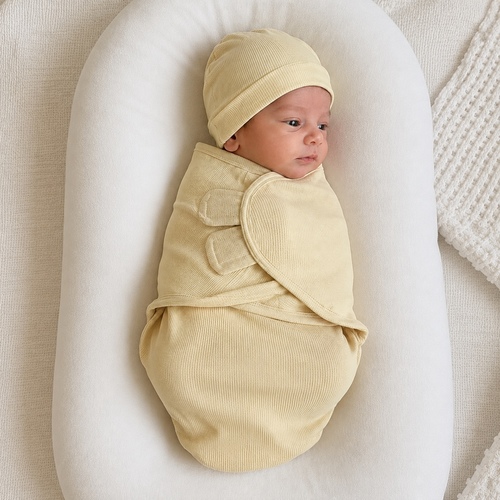 Swaddle And Cap Set BB12-Yellow