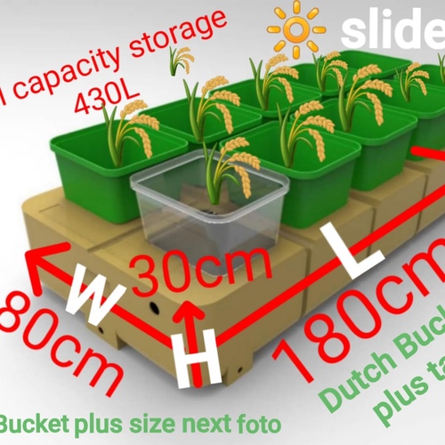 Dutch Bucket Tank Large   خزان الدوتش بكيت كبير - Dutch Bucket Tank to be used with Dutch Bucket Plus.  Dutch Bucket sold separately.   خزان الدوتش بكيت للاستخدام مع الدوتش بكيت بلس.  يباع من غير الدوتش بكيت.
1x Large Dutch Bucket Tank 180x80x30cm