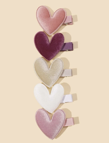 Heart velvet hair clip