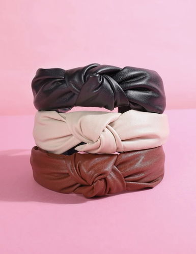 3 pieces knot leather hair hoop