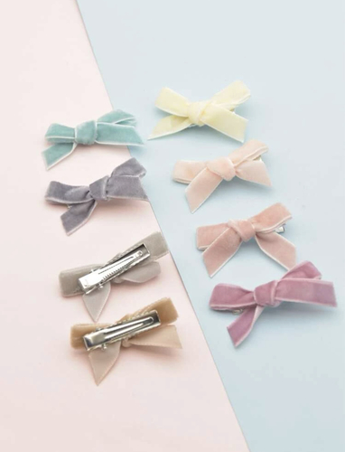 8 pieces velvet hair clip - light colors
