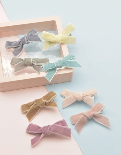 8 pieces velvet hair clip - light colors