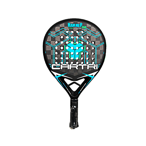 Cartri Hammer - Free Shipping For All GCC
 Cartri Hammer Padel Racket  Weight : 366 - 370 g Shape : Round  Game Type : Power and Control  Carbon - Eva Soft