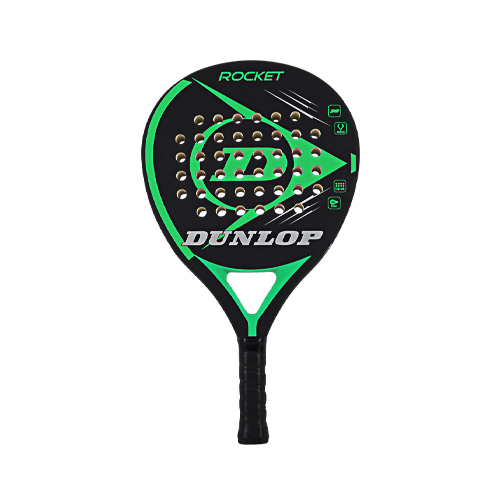 Padel Store - Dunlop Rocket Green - Shape : Tear Drop  Game Type : control and Power  Frame : Carbon  Face : fiber Glass  Balance : Medium