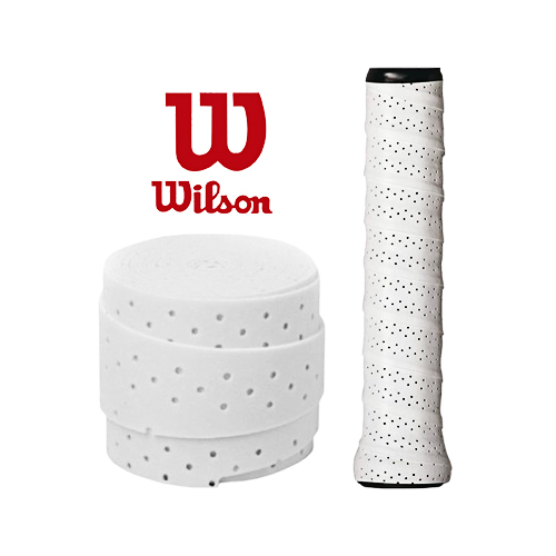 Padel Store - Wilson Pro Perforated Feel White Overgrip (X1) - Wilson Pro Perforated Feel White Padel Racket Overgrip