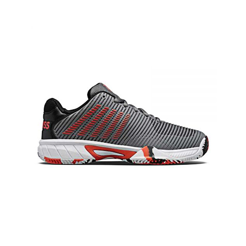 Padel Store - KSwiss HyperCourt Express 2 HB Grey Red Padel Shoes - Free Shipping To AlL GCC