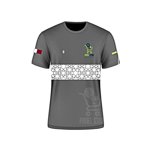 Padel Store - PS Grey T-Shirt - You Can Print on T-Shirt (Name - Number) By Select Print From Options Polyster