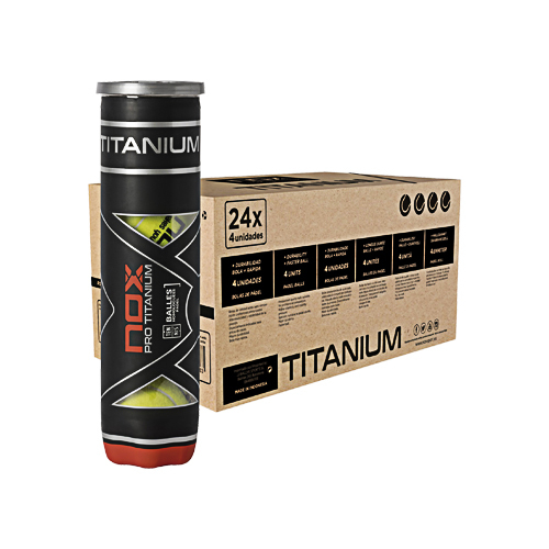 Padel Store - Nox Pro Titanium (X1 Box) X4 Balls / Tube - X24 Tube -  X4 Balls Per Tube -  -  96 Ball