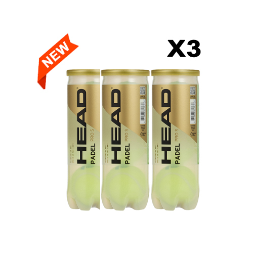 Head Pro S (X3 Tube) - Head Pro_S Padel Balls (X3) Tubes 9 Balls Head Pro 3