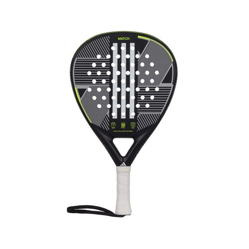 Padel Store - Adidas Match 3.3 Black/Lime 24 - Shape : Round  Game : Control  Weight : 360 - 375 G  Cover : No Fiberglass Surface