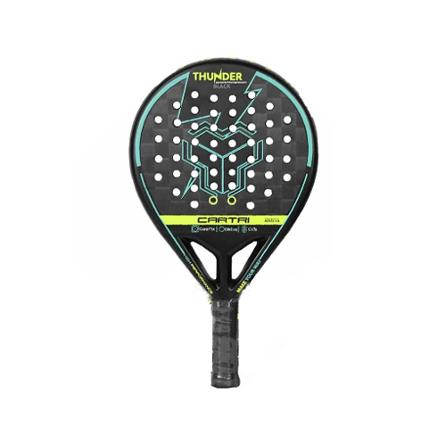 Cartri Black Thunder - Cartri Black Thunder Padel Racket Carbon 18k - Fiber Glass Eva Hard  Shape : Tear Drop  Weghit : 361-365g Power and Control