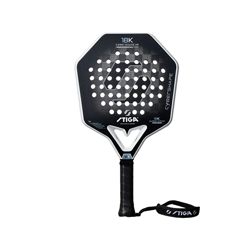 ستيغا 18K سايبر شيب - Shape : Cybershape Weight : 360 +/- 8g Game : Intermediate Racket Cover : No 18K Surface : Rough Balance : Medium Foam Material : Hypersoft Foam