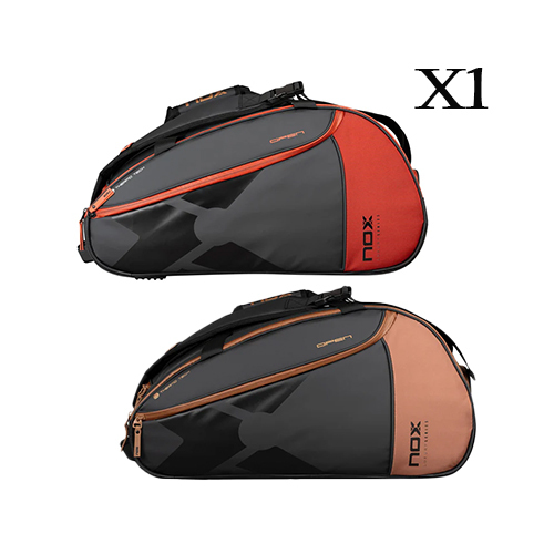 Nox Luxury Open Series Multicolor Padel Bag (X1) - FEATURES:Main compartment with side opening with capacity for 3 padel racket, clothes, etc. Thermal compartment (NOX ThermoTech technology) with capacity for 2 padel racket, bottles and other temperature sensitive items, ensuring protection against heat. Side compartments with distributed pockets for accessories, cell phone, wallet, keys, etc. Ventilated compartment for shoes, allowing ventilation and avoiding bad odors. Pocket on the back. Backpack function with the possibility of removing the handles for greater comfort and versatility of use. Ergonomic main handle. Rigid base with additional protection against bumps and uneven surfaces.Dimensions: 600 x 300 x 350 mm Capacity: 60 liters