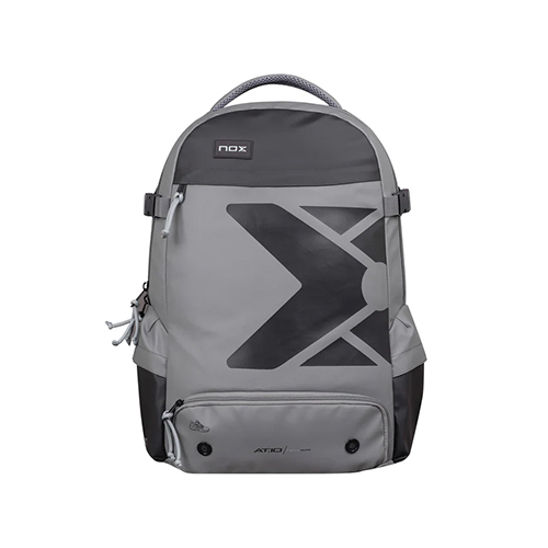 Nox AT10 Team Grey Backpack - FEATURES:Main compartment #1 for paddle or computer that features a padded lining for maximum protection. Main compartment #2 for paddle, gear and accessories. Separate compartment in the front for shoes with ventilation system. Front compartment for ball cage, cell phone, bottle, etc. Side compartments for keys, glasses, wallet, club card, etc. Ergonomic padded straps and back with textile optimizing grip and air circulation. Dimensions: 480 x 330 x 200 mm Capacity: 28 liters.Ref: MOCAT10TEGR