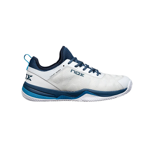 Padel Store - Nox Nerbo White Swedish Blue Shoes - Chosen by the Pros: The Nox NERBO 2024 are the preferred shoes of the #teamNOX players. They rely on them for both their training and their official matches, ensuring optimum performance and maximum comfort at all times. CALUXNERWHSB