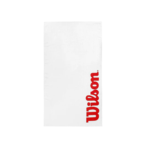 منشفة ويلسون البيضاء كبيرة الحجم - Wilson Large White Towel. Sports hand towel, Ideal for all types of players.White with red Wilson logo