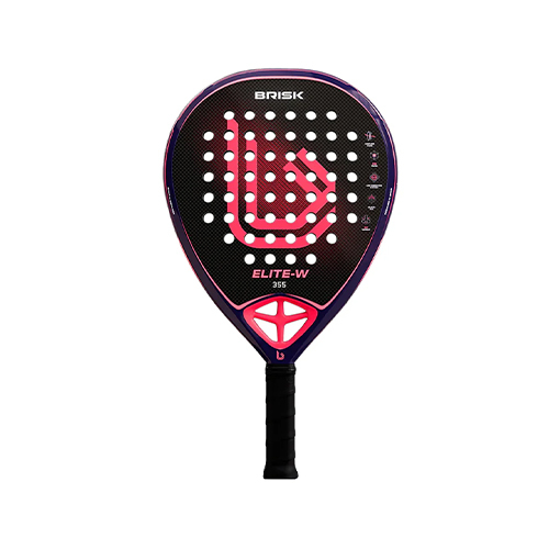 Brisk Elite W 355 3K - Shape : Diamond Weight : 355g +/- 10g Game : Power Racket Cover : No Face Material : 3K Carbon Balance : High Foam Material : Eva Core