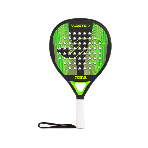 Joma Master Green Black - Shape : Round Weight : 370 +/- Racket Cover : No Face Material : 1K Carbon Fiber Foam Material : EVA