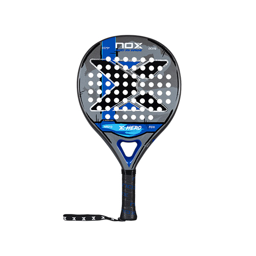 Nox X-Hero Blue - PXHEROBL Shape : Round Weight : 350-360g +/- Face Material : Fiber Glass 3K Foam Material : HR3 White Eva