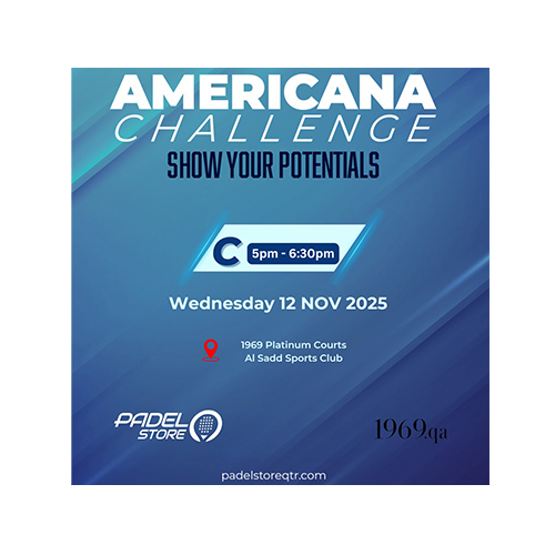 CAT C - 12 Nov 25 Team 2 Player - Place : Al Sadd Sports Club
 Note : Please Provide (Player 1)  and (Player 2) Name Cancellation Policy : Any Cancellation needs to be informed 24hours prior to the scheduled booking otherwise there would not be any refund. Start Date : 12 Nov 2025 Location : Al Sadd Sports Club Reg. Fee : 190 QR / Team ( 2 Player ) Start Time : 5 PM TO 6.30 PM 
Inquiries : 77888107 - 77888102 - 77888103