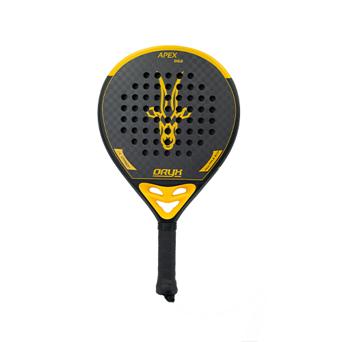 Oryx Apex Gold - Shape : Teardrop Weight : 350-365g +/- Game : Power Racket Cover : No Face Material : 12K Carbon Balance : High Foam Material : Multiple EVA