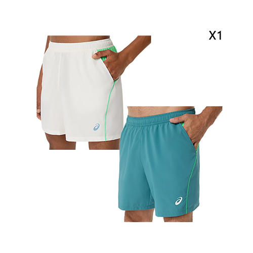 Asics Padel Court 7IN Multicolor Short (X1) - 2041A350-100 (&nbsp; CREAM-VITAL 
GREEN ) 2041A350-300 (&nbsp;MISTY PINE-VITAL 
GREEN )