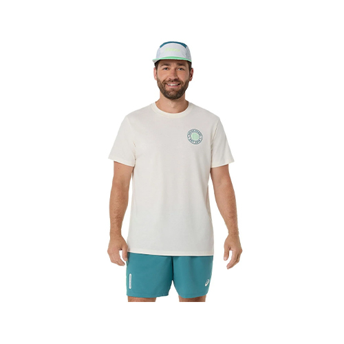 Asics Padel Court Graphic SS Cream T-Shirt - Main Fabric : 60% Cotton / 40% Polyester 2041A408-100