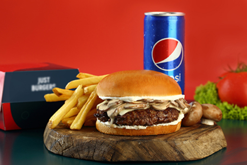 Just mushroom  meal - 1 Just Mushroom Burger Sandwich + 1 Fries + 1 Drink