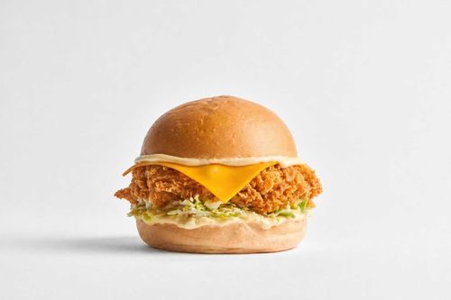 Just Chicken - chicken patty٫&nbsp; yellow cheese٫ honey mustard sauce٫ lettuce٫ pickels٫ bun