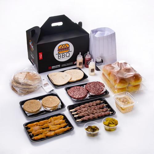 Mix grill box + burger - Mix box contains: 
 6 pieces of beef burger 6 pieces of chicken burger 4 Shami kebab skewers 4 shish tawook skewers 1 arays dish In addition to samoon, pickles, and 4 kinds of sauces