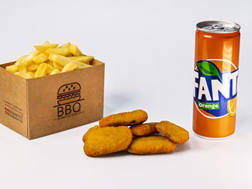 Chicken Nuggets Meal - Chicken nuggets piece, french fries, and cola.