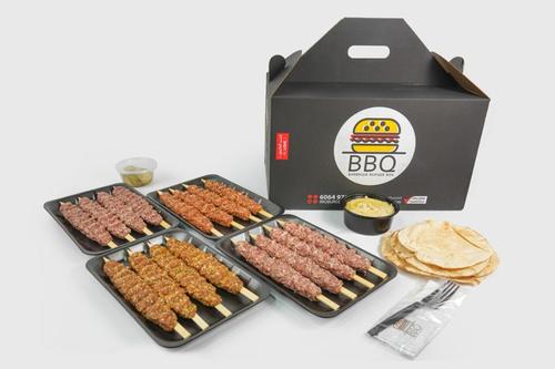 Mix grills 2 - The contents of the box 
 2 Iraqi kebab platter 2 Shami kebab platter With bread and hummus