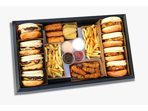 Family Box - The contents of the family box 4 samoon chicken fillet. 4 meat buns. Family potato. 8 Pieces of chicken tender. 8 pieces of mozzarella stick. 8 pieces of jalapeno cheese. sauces. 8 cola