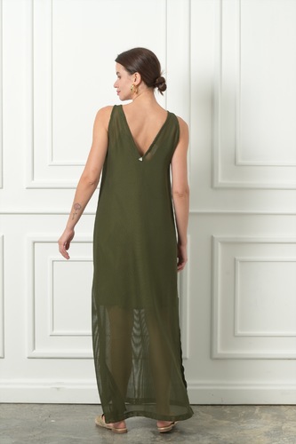 KHAKI KNIT MAXI DRESS