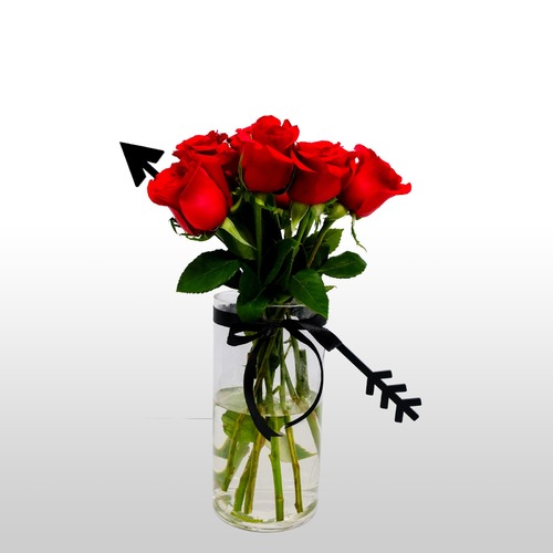 ELEGANT RED - 10 STEMS OF RED ROSES AND VASE