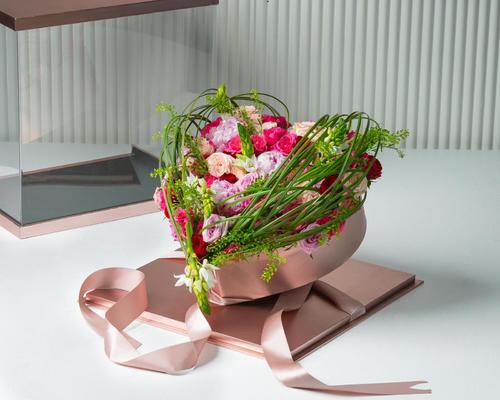 REAL TOUCH OF PINK - A Heart contains flowers baby rose, peony with greens