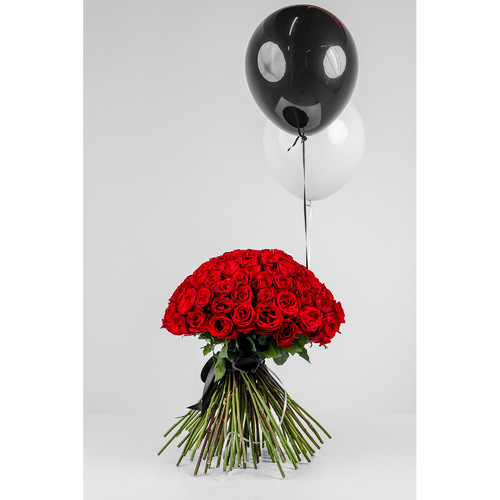 NEW YEAR 007 - The bouquet contains 100 stems flowers and 2 balloons