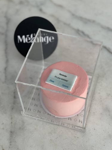 Mini Cake in Acrylic Box With Printed Message - mini cake in acrylic box with printed writing, for customized printed image kindly send the image on our WhatsApp number