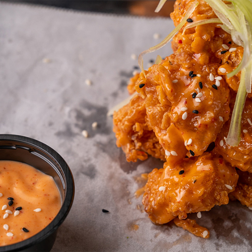 Lets Slider - Dynamite Shrimp - Fried shrimp with dynamite sauce.