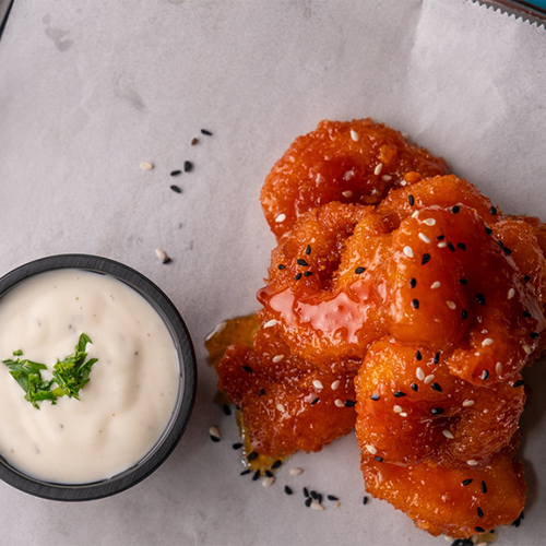 Shrimp Buffalo - Fried shrimp with buffalo sauce.