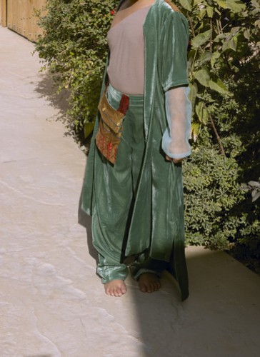 GREEN VELVET BISHT SET