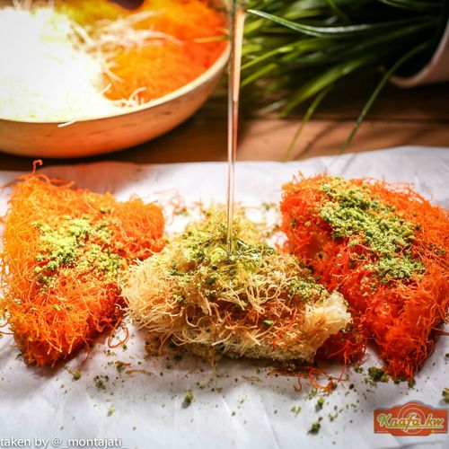 Malakiyah Half - Half - Two types of coarse kunafa stuffed with cheese or cream or half cheese and half cream with nuts